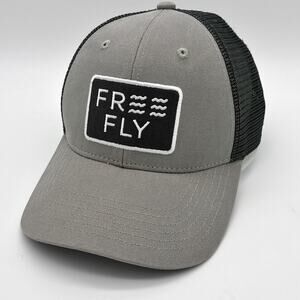 Free Fly Trucker Snapback Mesh Back Hat  Embroidered Patch Gray Outdoor Preppy